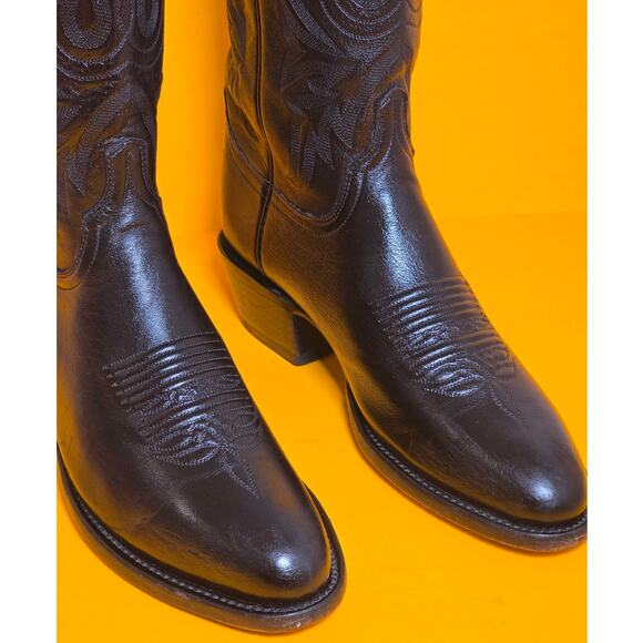 Lucchese 1883 Carson Black Lonestar Calf Leather Cowboy Boots Men 8D M1020.R4